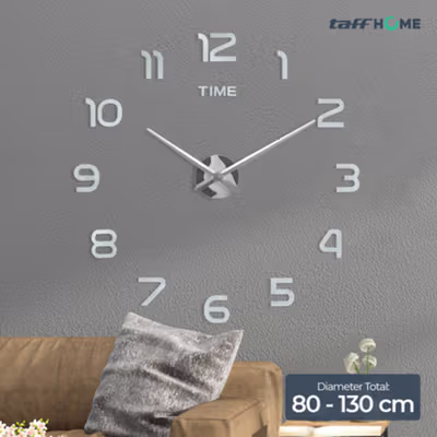 TaffHOME Jam Dinding Bulat DIY Quartz Silent Movement 80-130cm - DIY-105 - Silver