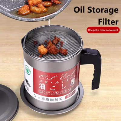 HEALTH Tempat Saringan Minyak Oil Strainer Pot Stainless 1.7L - G2103 - Gray