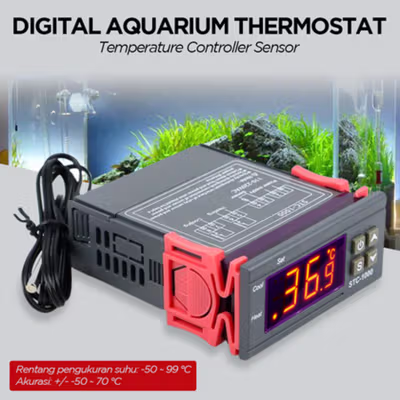 Aquarium Digital Thermostat Temperature Controller Sensor Multifungsi - STC-1000 - Black