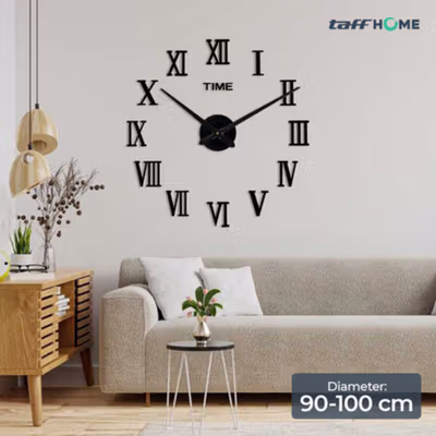 TaffHOME Jam Dinding Bulat DIY Quartz Silent Movement Giant 90-100cm - DIY-106 - Black