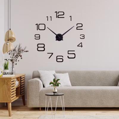 TaffHOME Jam Dinding Besar DIY Giant Wall Clock 100cm Model Numeral - JM-16 - Black