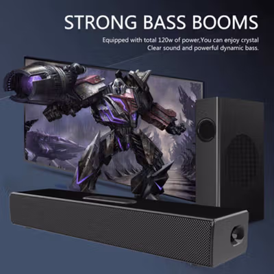 KLW Soundbar Bluetooth Active Speaker Stereo Bass Subwoofer 80W - S22 - Black