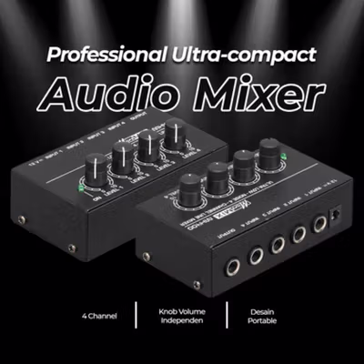 TaffSTUDIO Professional Ultra-compact Karaoke Mixer Amplifier 4 Ch - MH400 - Black