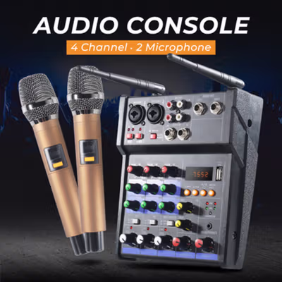 TKL Audio Console Karaoke DJ KTV Mixer 4 Channel with 2 Microphone - TKR2 - Black
