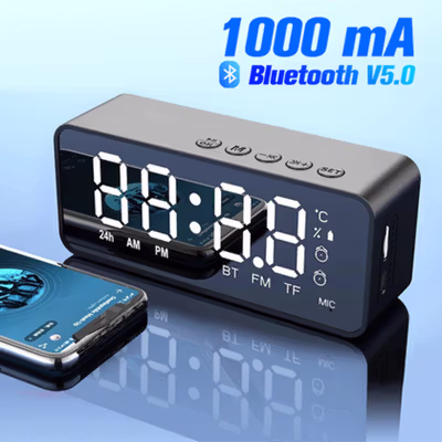 Bannixing Jam Alarm Clock with Bluetooth Active Speaker TF AUX FM - G50 - Black