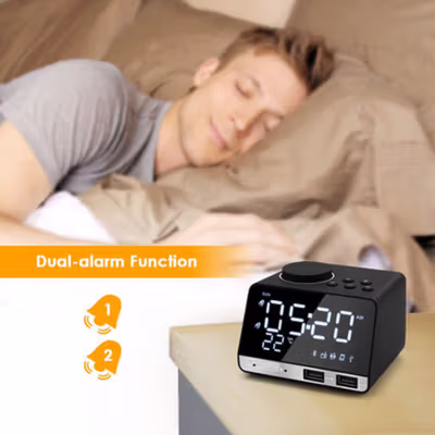 Inlife Jam Meja Bluetooth Active Speaker Alarm Clock Radio USB Charge - K11 - Black