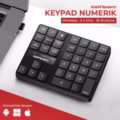 Taffware Keypad Numerik Multimedia Wireless 2.4GHz 35 Buttons - R57 - Black