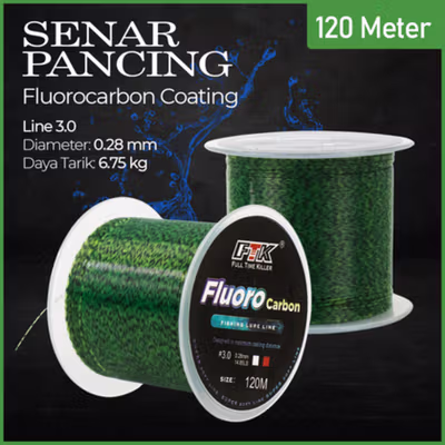 FTK Senar Pancing Nylon Fluorocarbon Coating Fishing Line 120M 3.0 - FT12 - Green