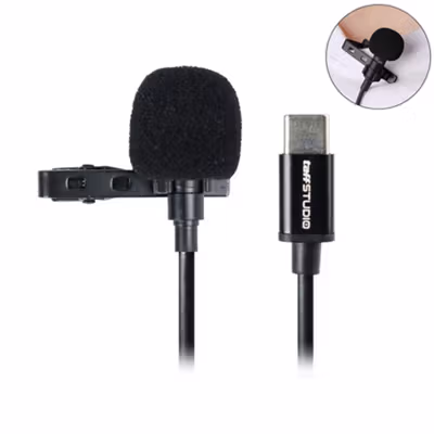 TaffSTUDIO Microphone Clip-on USB Type C for Smartphone - JH-042 - Black