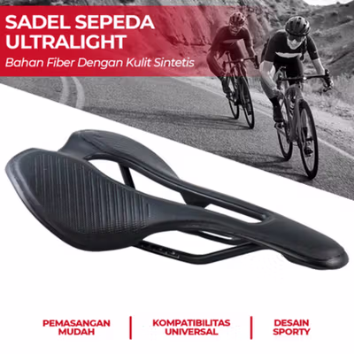 EC90 Jok Sadel Sepeda Bike Saddle Ultralight PU Leather Fiber - FX05 - Black