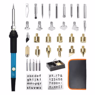 DGKS Solder Alat Lukis Bakar Wood Burning Pen Pyrography 60W 36 Set - CS-31 D - Multi-Color