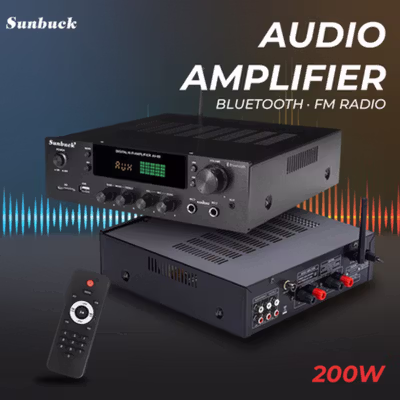 Sunbuck Audio Amplifier Bluetooth EQ Karaoke FM Radio 200W - AV-80 - Black