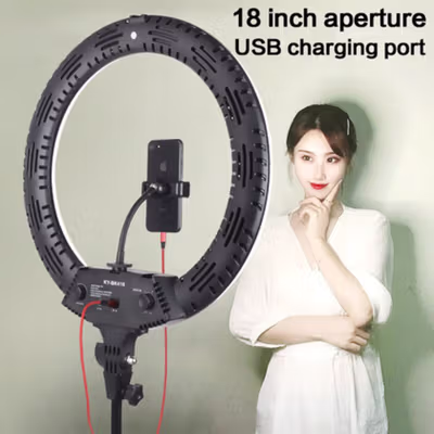QIAO DA Lampu Ring Light LED 3in1 Color Phone Holder 44.5cm 65W - KY-BK416 - Black