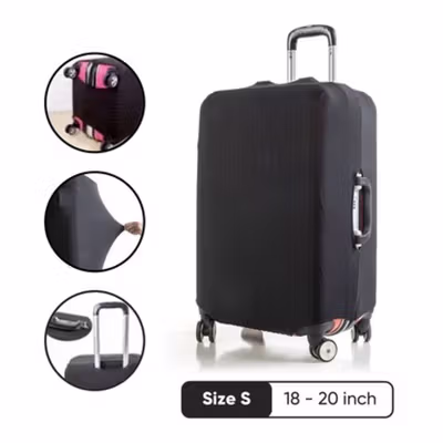 HMUNII Sarung Koper Elastis Poliester Velcro Spandeks Luggage Cover S - ZY005 - Black