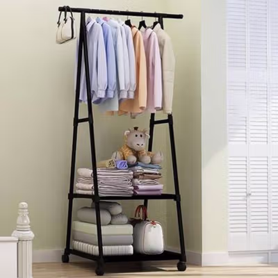 ACTIONCLUB Rak Gantungan Baju Multifungsi 55x42x160cm - HH3478 - Black