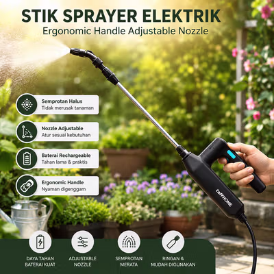 TaffHOME Stik Sprayer Elektrik Ergonomic Handle Adjustable Nozzle - BO74 - Black