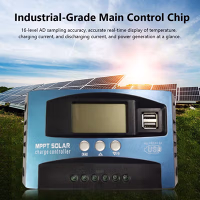 SolaBright MPPT Solar Charger Controller Regulator 2 USB LCD 12/24V 30A - MPS36 - Blue
