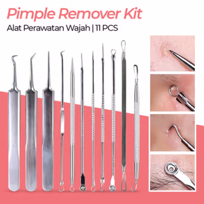 Dedomon Alat Perawatan Wajah Skin Acne Pimple Remover Kit 11 PCS - DDM11 - Silver