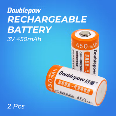 Doublepow Baterai Isi Ulang CR123A Li-Ion Button Top 450mAh 3.2V 2 PCS - No Color