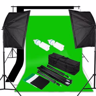 TaffSTUDIO Foto Studio Lighting Kit with Backdrop - LD-TZ11A - Mix Color