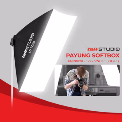 TaffSTUDIO Payung Softbox Reflektor 80x80cm E27 Single Socket - LD-TZ206 - Black