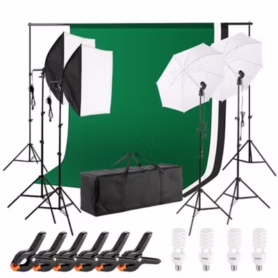 TaffSTUDIO Portrait Foto Studio Day Lighting Kit with Backdrop - LD-TZ25 - No Color