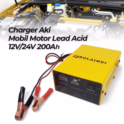 BOLAIMEI Charger Aki Mobil Intelligent Battery Charger 12V/24V 15A - BT-168 - Yellow