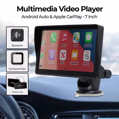 GRANDnavi Multimedia Video Player Wireless Carplay Android Auto 7 Inch - B600W - Black