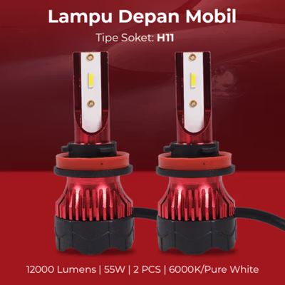 HAOSJ Lampu Depan Mobil LED ZES 12000LM 55W H11 2 PCS 6000K/Pure White - K5 - Red