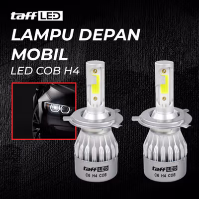 TaffLED Lampu Depan Mobil Headlamp LED COB H4 Cool White 2 PCS - C6 - White