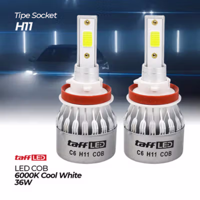 TaffLED Lampu Depan Mobil Headlight LED H11 COB Cool White 2 PCS - C6 - White