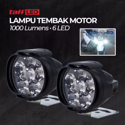 TaffLED Lampu Tembak Motor LED High Beam Cool White 1000 Lumens 1 Pair - U5 - Black