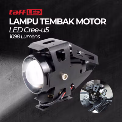 TaffLED Lampu Tembak Motor Transformer LED Cree U5 1098lm Cool White - U5 - Black