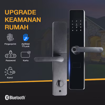 Ximiir Smart Door Lock Fingerprint Password Bluetooth Card TTLock - F8-TT-MF - Black