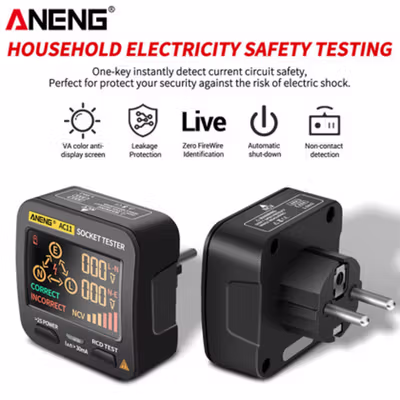 ANENG Stop Kontak Voltage Tester Grounding Polarity Phase Check - AC11 - Black