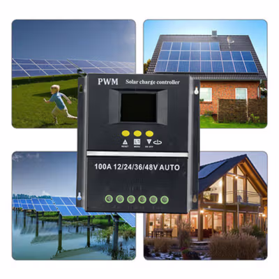 SolaBright Solar Charge Controller PWM DualUSB Auto 12/24/36/48V 100A - SY48100A - Black