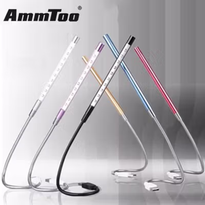 Ammtoo Lampu Baca LED Reading Lamp USB Adjustable Cool White 5V 1W - T2A - Black
