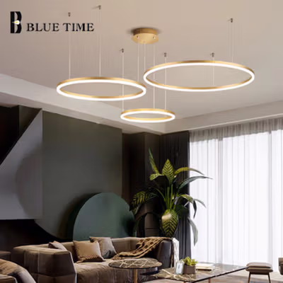 TaffLED Lampu Gantung Hias Modern Ceiling Light 3 Ring 2 Color 90W - M235 - Golden