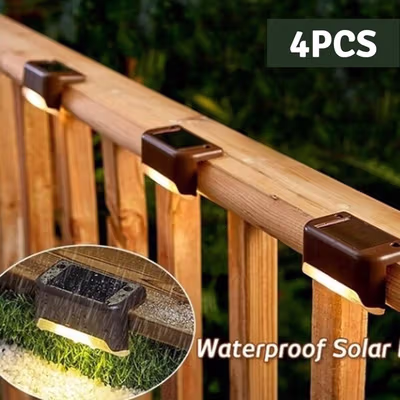 TaffLED Lampu Taman Hias Tangga Solar Power IP44 Warm White 4 PCS - EV12 - Brown