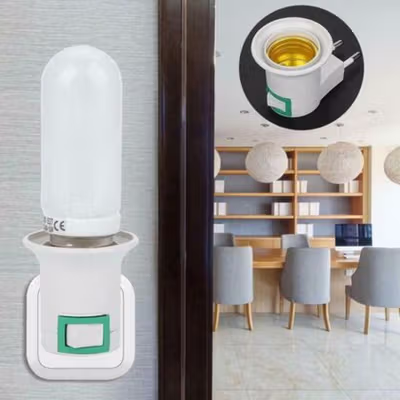 TaffLED Fitting Lampu Bohlam Portable EU Plug 250V 6A E27 with Switch - HF-100 - White