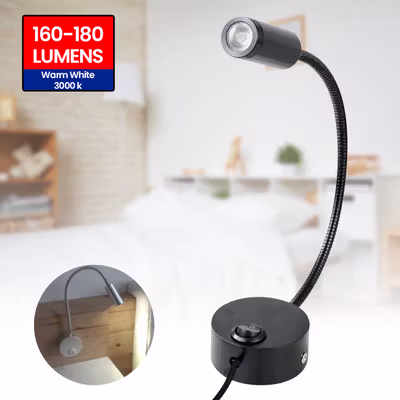 LEDSONLINE Lampu Baca LED Reading Lamp Warm White 3W with Switch - LED10 - Black