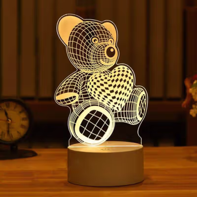 OKAL Lampu Hias Akrilik 3D Bear 3000K Warm White Bear - J-001 - White