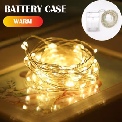 OKAL Lampu Hias String Lights Fairy Battery Box Waterproof 100 LED 10M - G3 - Warm White