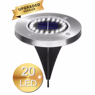 RAIBOHO Lampu Taman Outdoor Tanam Solar Panel Waterproof 12/20LED - RB20 - White