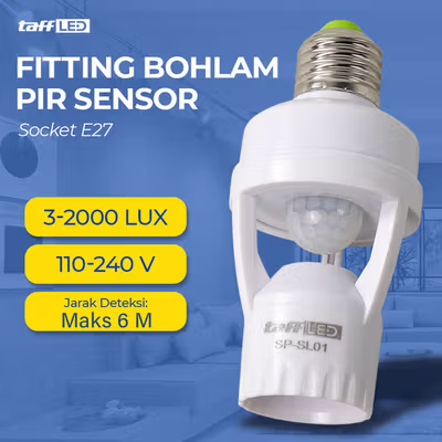 TaffLED Fitting Lampu Bohlam PIR Sensor 2000 LUX 240V 60W E27 - SP-150 - White