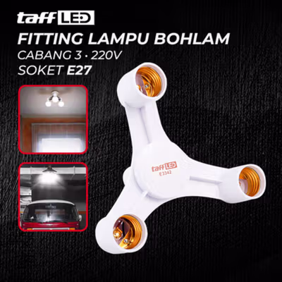 TaffLED Fitting Lampu Bohlam Studio LED Minimalis Cabang 3 E27 220V - HU-350 - White