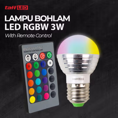 TaffLED Lampu Bohlam LED RGBW 3W 16 Color E27 with Remote Control - 2835 - No Color