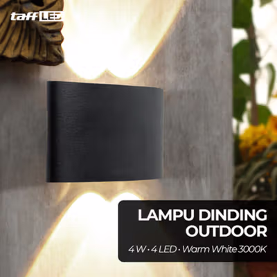 TaffLED Lampu Dinding Hias Outdoor Aluminium 4W 4 LED Warm White - B053 - Black