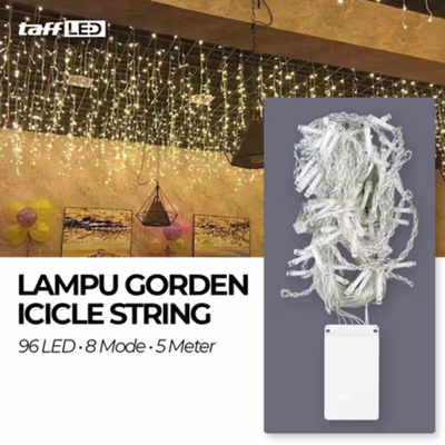 TaffLED Lampu Hias String Light Tumblr Outdoor Icicle Fairy 220V 5M 96 LED - EK-04 - Warm White