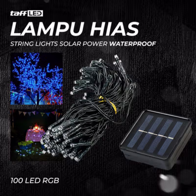 TaffLED Lampu Hias String Lights Solar Power Waterproof 100 LED RGB - YY-3210 - Black